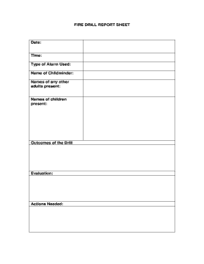 Fillable Online FIRE DRILL REPORT SHEET Fax Email Print - pdfFiller