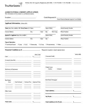 Agricultural Credit Application