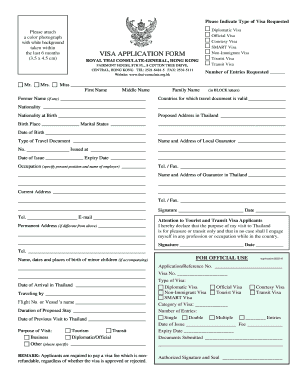 Thailand Visa Application Form