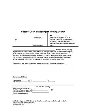Affidavit in Support of ECR Fee Waiver Request