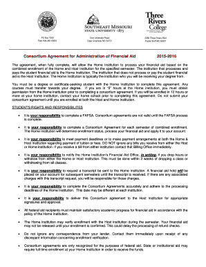 Consortium Agreement for Administration of Financial Aid