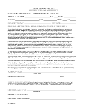 Timberline Ski Area Release and Indemnity Agreement