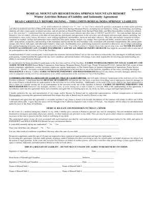 Boreal Mountain Resort Liability Waiver