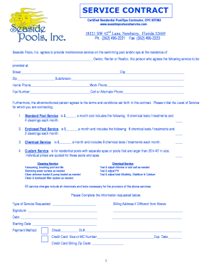 Residential Pool Service Contract