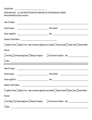 Job Search Log Form