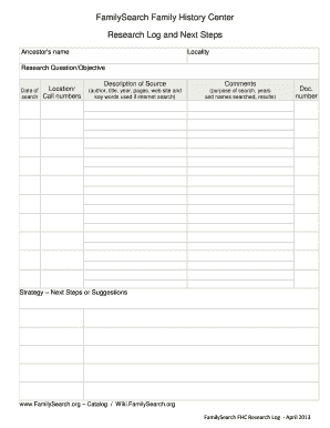 FamilySearch Research Log