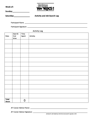 Job Search Activity and Readiness Log