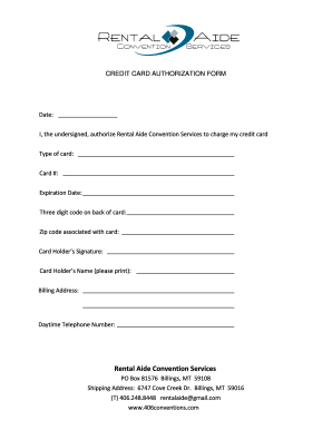 Credit Card Authorization Form