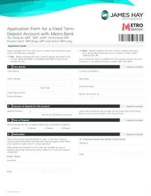 Manager's check sample - Application Form for a Fixed Term Deposit Account with - jameshay co