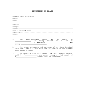 Extension of Lease Agreement