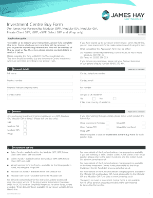 Investment Centre Buy Form
