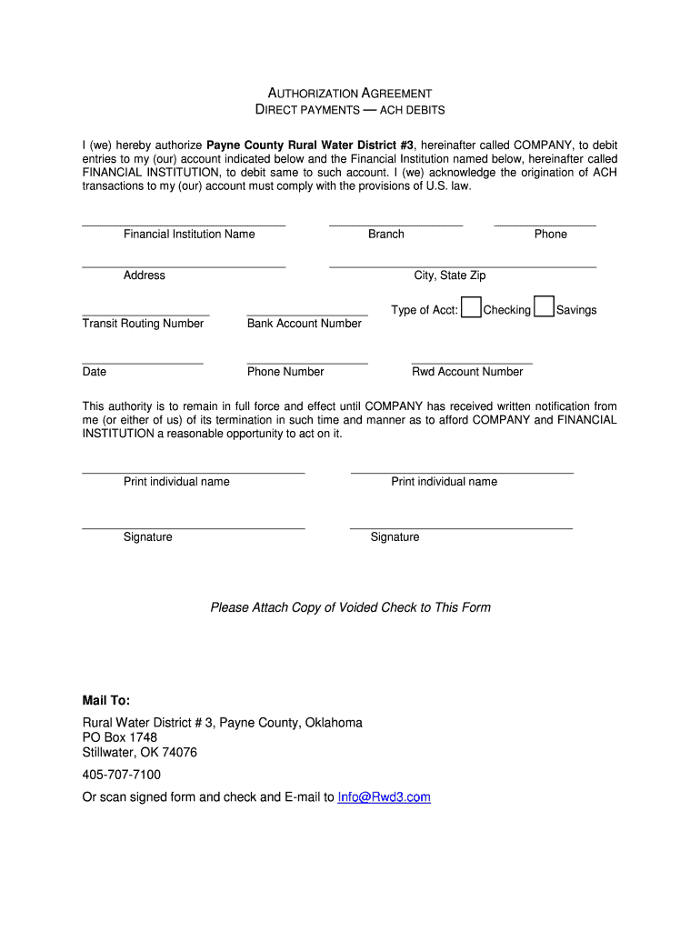 Fillable Online Payne County Rural Water District 3 Fax Email Print