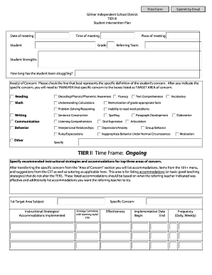 Student Intervention Plan