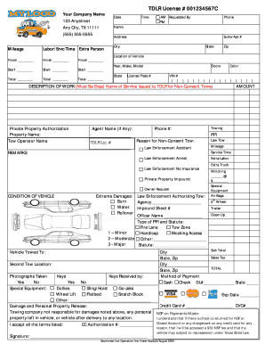 Texas Towing Service Ticket