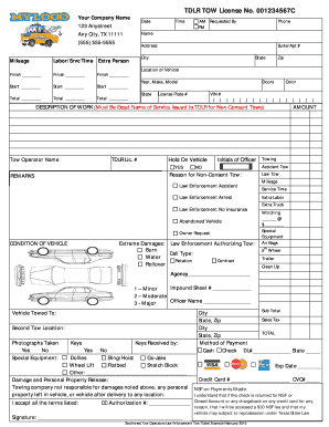 Texas Law Enforcement Tow Ticket