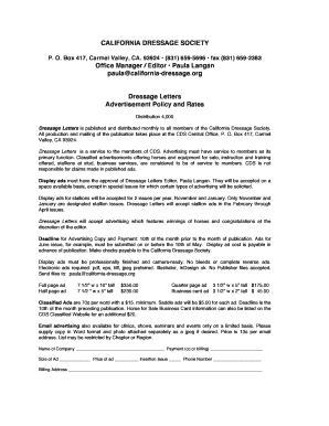 California Dressage Society Advertisement Policy