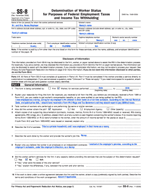 IRS Form SS-8 Determination of Worker Status