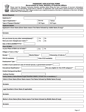 Indian Passport Application Form