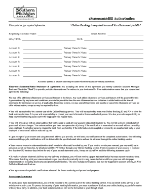 eStatement/eBill Authorization Form
