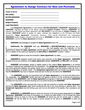 Agreement to Assign Contract for Sale and Purchase
