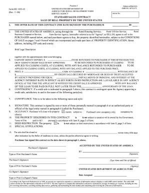 USDA Standard Sales Contract for Real Property