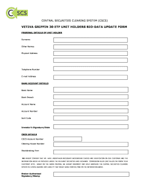 Vetiva Griffin 30 ETF Unit Holder Bio-Data Update Form