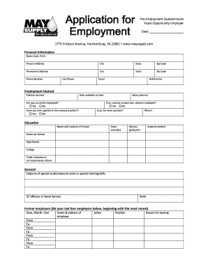 Pre-Employment Questionnaire