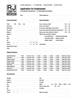 Employment Application Form