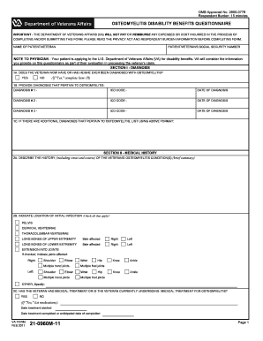 Osteomyelitis Disability Benefits Questionnaire