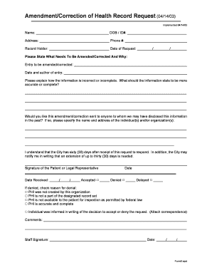 Health Record Amendment Request