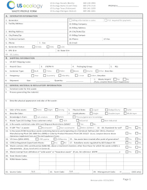 US Ecology Waste Profile Form