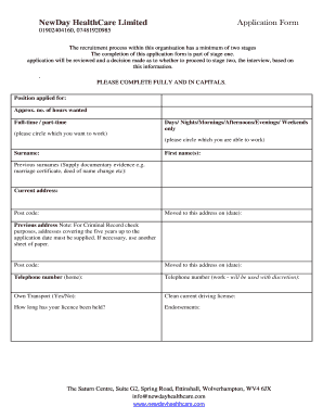 Internship form template - Application FormNewDay HealthCare Limited