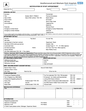 Notification of Staff Appointment
