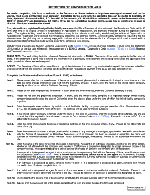 California LLC-12 Statement of Information