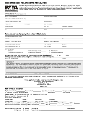 High Efficiency Toilet Rebate Application