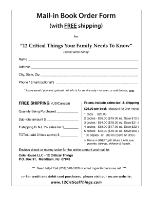 Mail-in Book Order Form