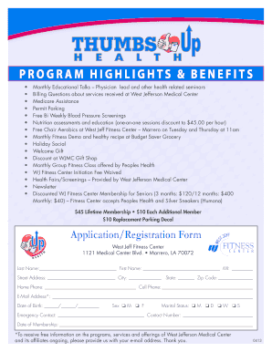 West Jeff Fitness Center Membership Application