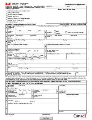 Canada Social Insurance Number Application