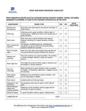 Roof and Roof Drainage Checklist