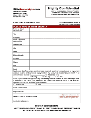 Credit Card Authorization Form