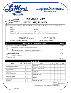 LaMar's Donuts Order Form