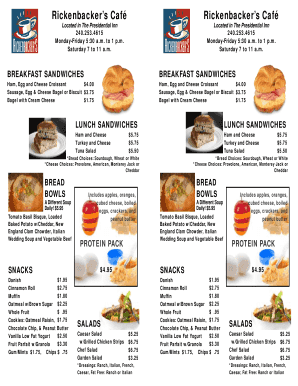 Rickenbacker’s Café Order Form