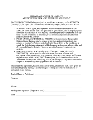 Release and Waiver of Liability Agreement