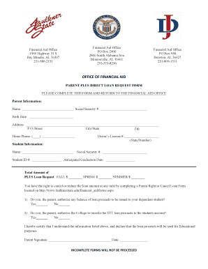 Parent PLUS Direct Loan Request Form