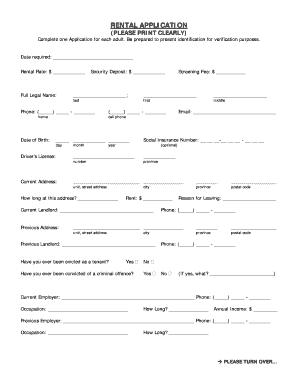 Rental Application Form