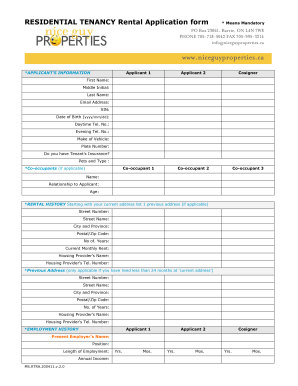 Residential Tenancy Rental Application Form