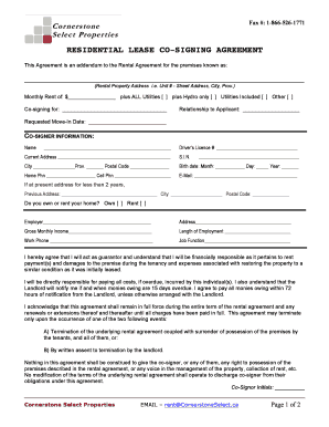 Residential Lease Co-Signing Agreement