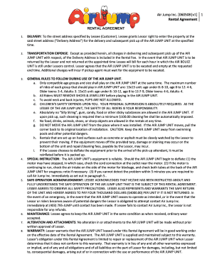 Air Jump Unit Rental Agreement