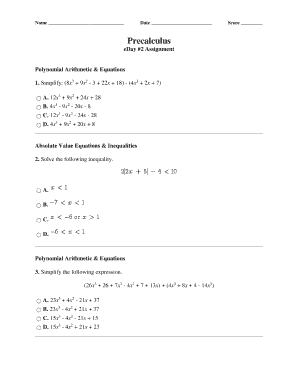 Precalculus Assignment