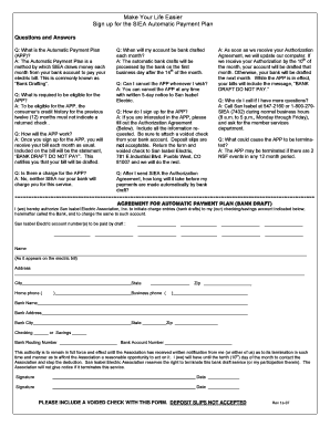 San Isabel Electric Automatic Payment Plan Agreement